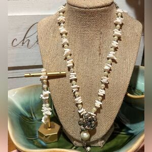 Handcrafted Beach Shell Necklace & Pendant + Earrings